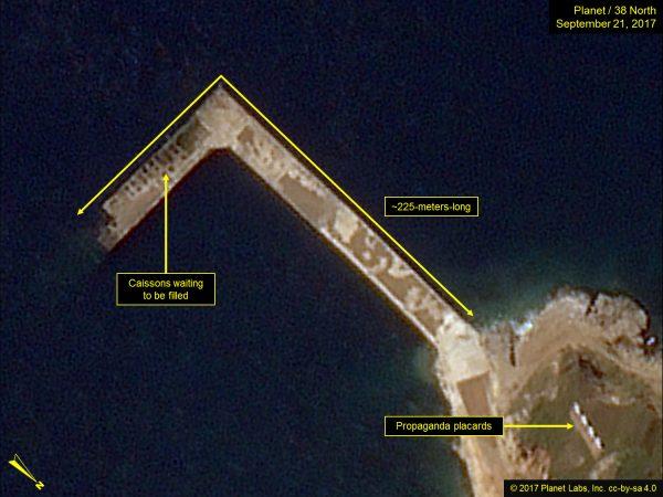 An annotated satellite image of North Korea's Sinpo South Shipyard. Satellite imagery provided by <a class="" href="https://www.planet.com/">Planet</a>; analysis by 38 North (Planet / 38 North.)