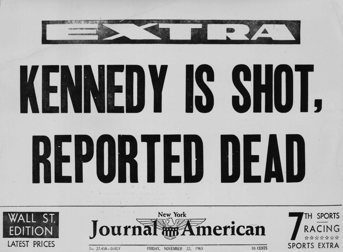 The front page of the New York American Journal, announcing that President John Kennedy has been shot and is reportedly dead. (Three Lions/Getty Images)