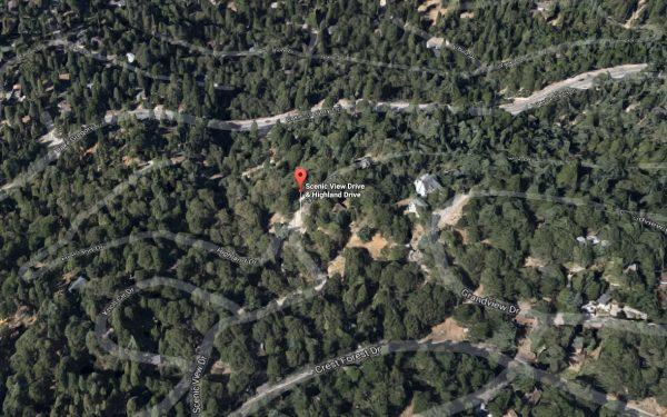Scenic View Drive and Highland Drive, Crestline, Calif. (Screenshot via Google Maps)