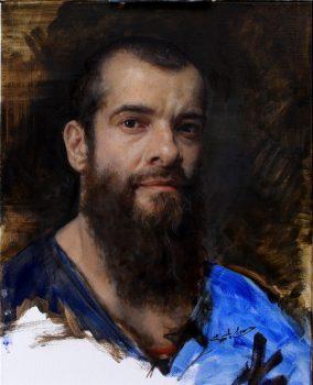 Self-Portrait by Cesar Santos. Oil on linen, 20 inches by 16 inches. (Courtesy of Cesar Santos)