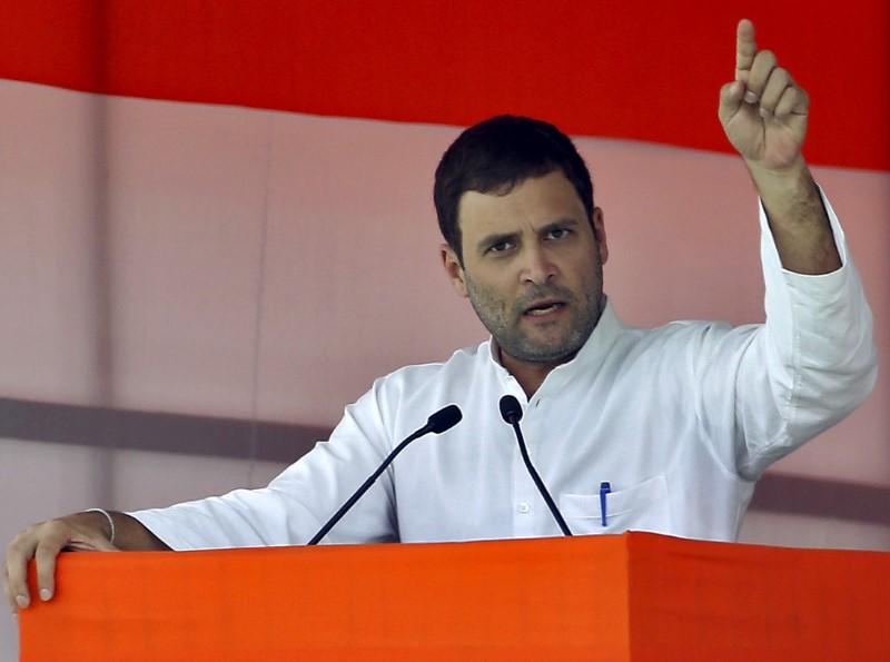 India's Congress party vice president Rahul Gandhi gestures during an address at a farmers' rally at Ramlila ground in New Delhi on April 19, 2015. (Anindito Mukherjee/File Photo/Reuters)