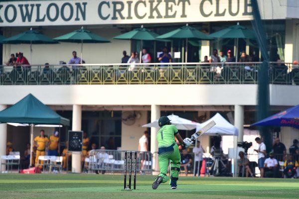 Pakistan Captain and opening batsman Sohail Tanvir hits a six during their match against MCC in the Hong Kong World Cricket Sixes at Kowloon Cricket Club on Saturday Oct 28, 2017. Pakistan finished as top team after the round robin matches on Day 1 of the two day tournament. (Bill Cox/Epoch Times)