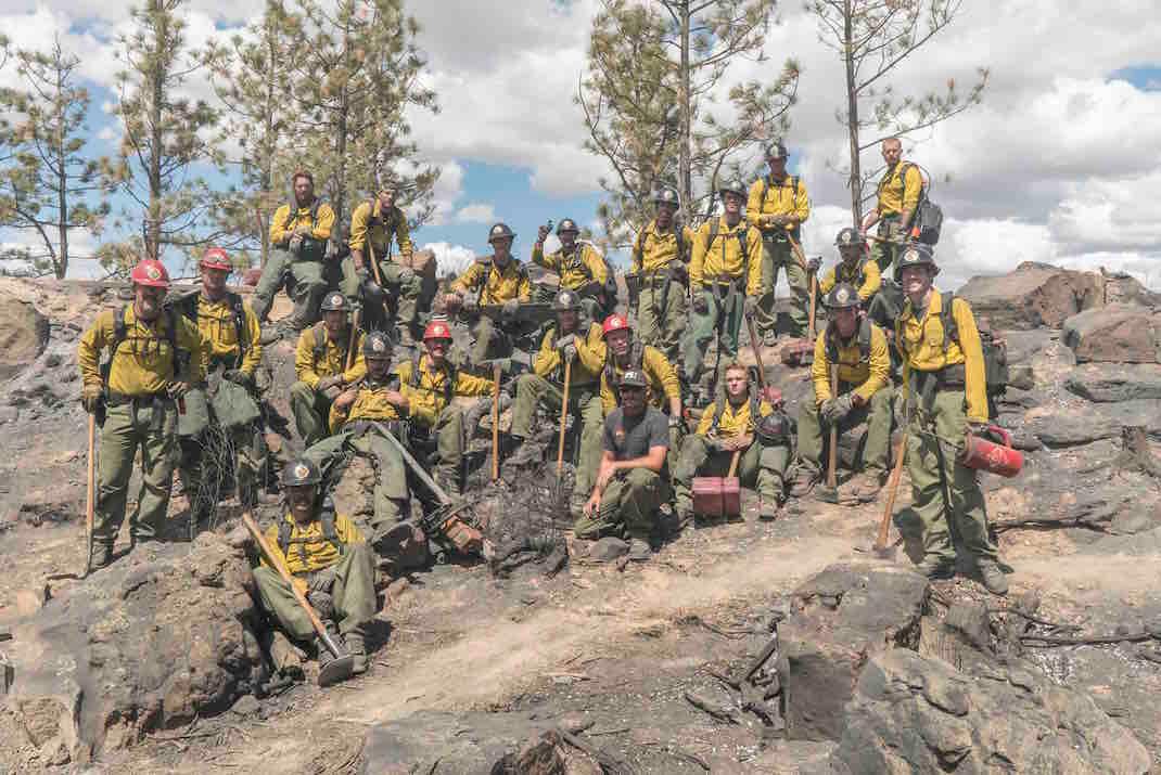 The Granite Mountain Hotshot team poses together in “Only the Brave.” (Columbia Pictures/Richard Foreman/Sony Pictures Entertainment)