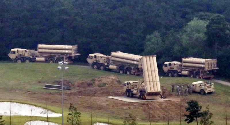 Terminal High Altitude Area Defense (THAAD) interceptors are seen as they arrive at Seongju, South Korea, in September 2017. (Lee Jong-hyeon/News1 via Reuters)