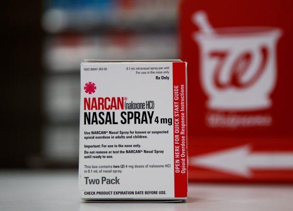 Narcan, which contains opioid-blocker naloxone, is sold at Walgreens in New York City, on Aug. 9, 2017. (Drew Angerer/Getty Images)