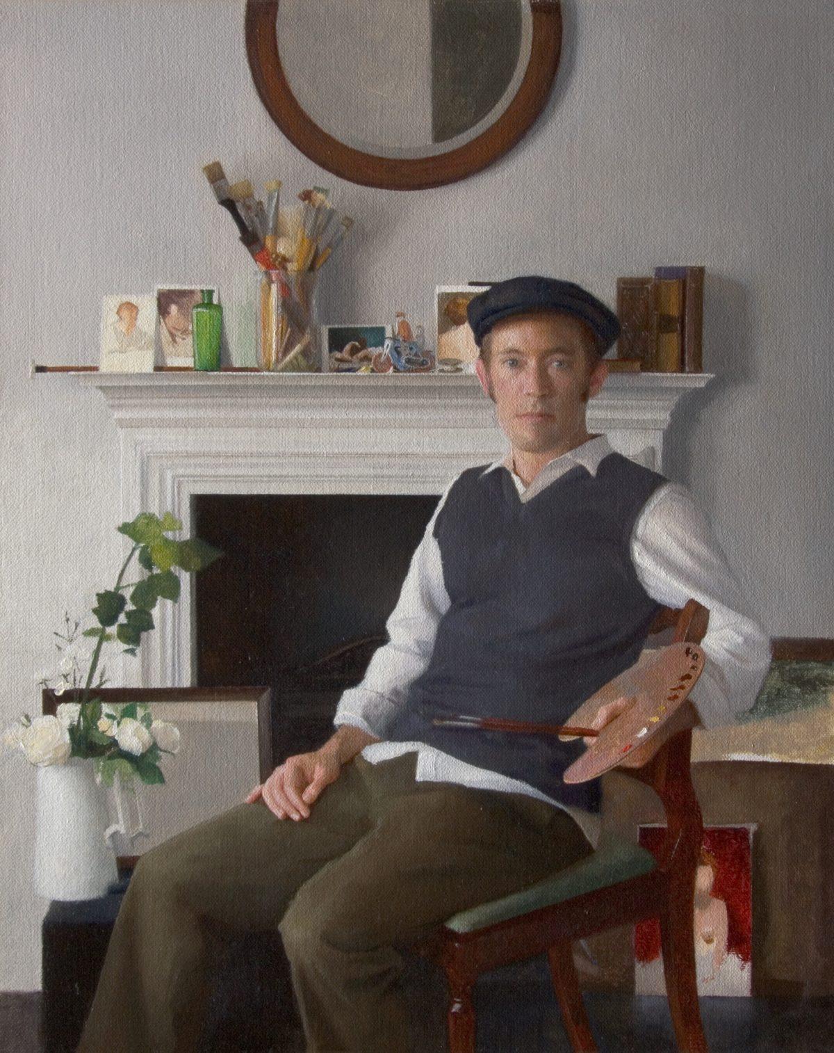 "The Portrait Painter," 2012, by Nancy Fletcher. Oil on wooden board, 16 inches by 12 inches, private collection. (Courtesy of Barnes Atelier of Art)
