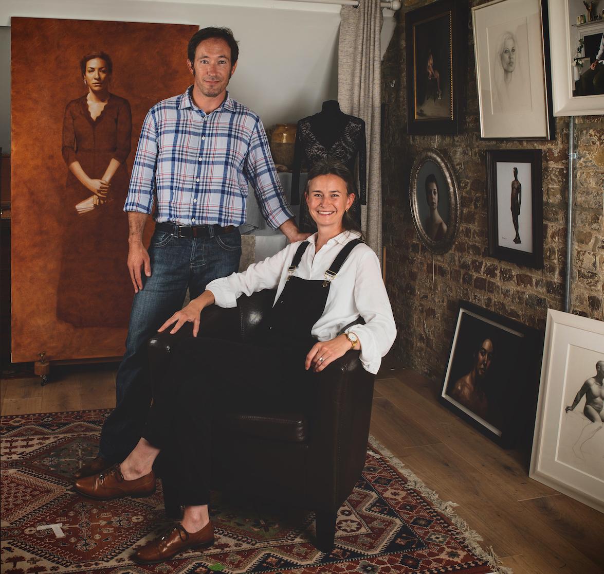Travis Seymour and Nancy Fletcher in The Barnes Atelier of Art in London, in October 2017. (David Pearce)