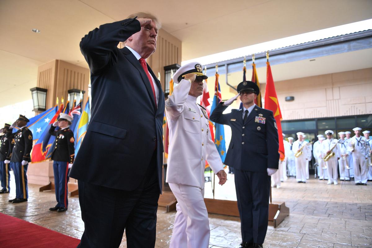 President Donald Trump arrives at US Pacific Command at Aiea, Hawaii, on Nov. 3, 2017. (JIM WATSON/AFP/Getty Images)