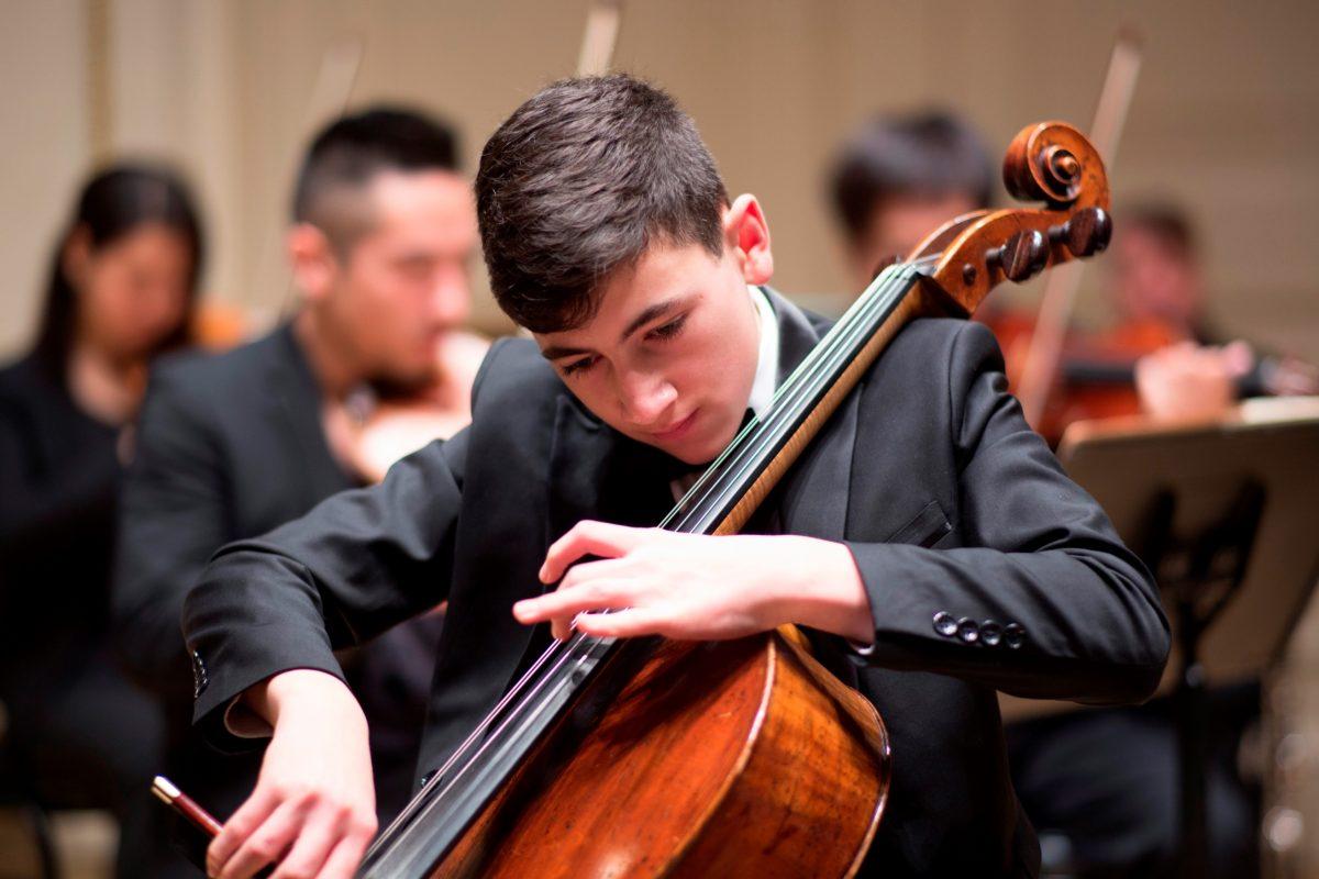 David Blake, student of Christopher Marwood at the Royal Irish Academy, performed Shostakovich’s First Cello Concerto. (James Eden)