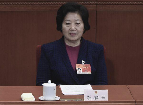 Sun Chunlan, former head of the United Front Work Department. (Wang Zhao/AFP/Getty Images)