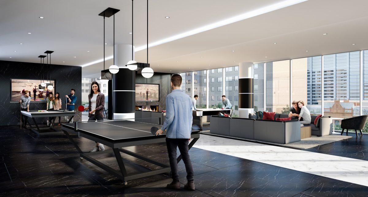Rendering of the lounge in the Panda Condos. (Courtesy of Lifetime Developments)