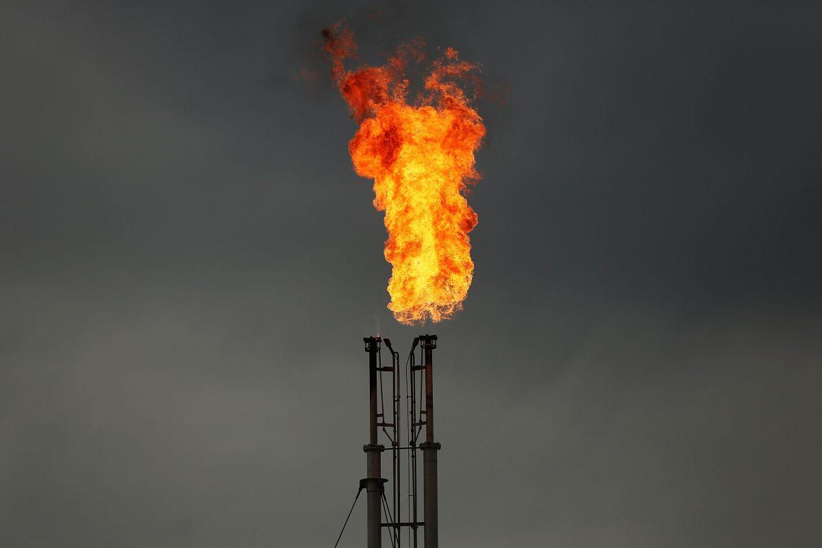 Natural gas is flared off at a plant outside of the town of Cuero, Texas, in a file photo. (Spencer Platt/Getty Images)