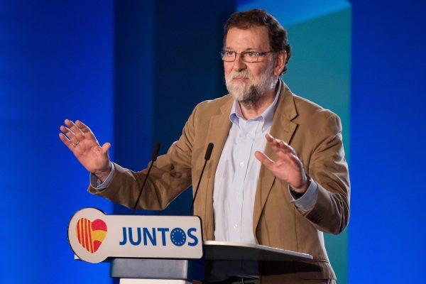 Spain's Prime Minister Mariano Rajoy speaks during a PPC rally in Barcelona, Spain, on Nov. 12, 2017. (David Ramos/Getty Images)