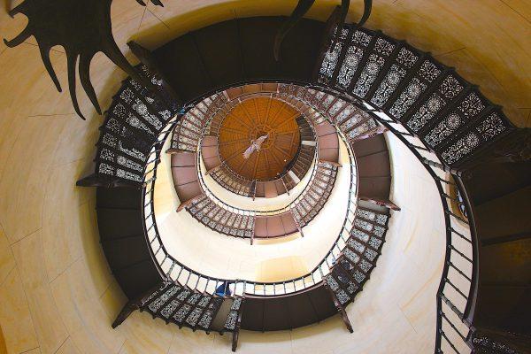 The circular staircase leading to the top of the central tower in the Granitz Hunting Lodge. (Janna Graber)