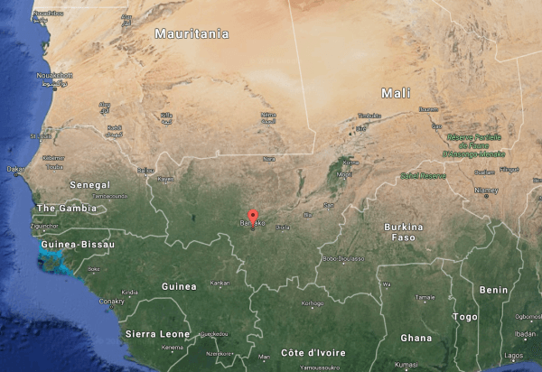 The place of Staff Sgt. Logan Melgar's deployment in Bamako, Mali. (Screenshot via Google Maps)