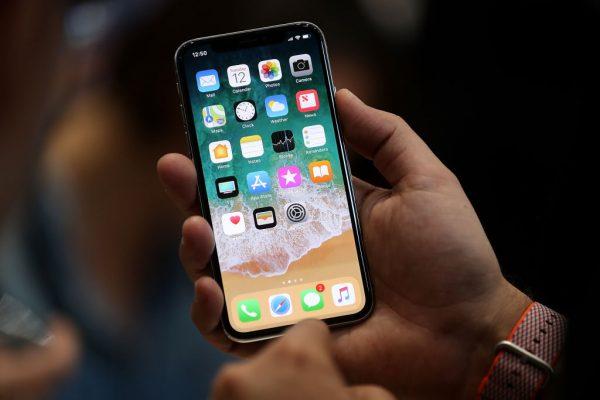 The new iPhone X is displayed during an Apple special event at the Steve Jobs Theatre on the Apple Park campus on Sept. 12, 2017, in Cupertino, Calif. (Justin Sullivan/Getty Images)