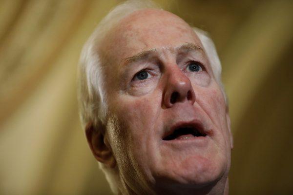 Senator John Cornyn (R-Texas) speaks with reporters following the weekly Senate Republican policy luncheon at the U.S. Capitol in Washington on Sept. 6, 2017. (Aaron P. Bernstein/Getty Images)