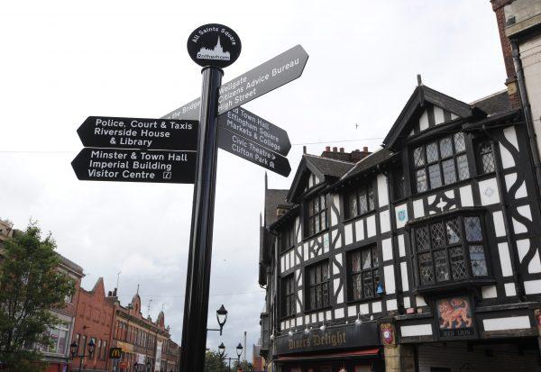 Signs in Rotherham town center in August, 2014. (Anna Gowthorpe/Getty Images)