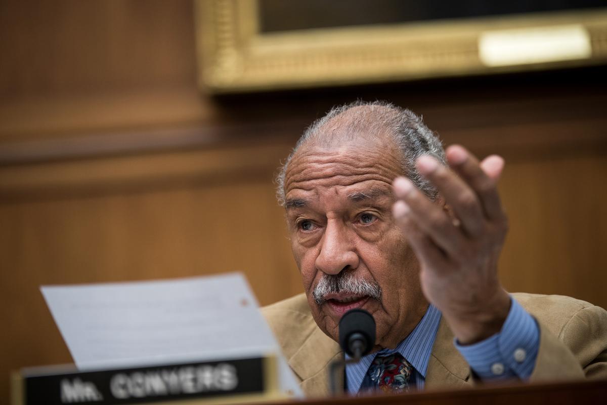 Rep. John Conyers (D-MI) questions witnesses during a House Judiciary Committee hearing concerning the oversight of the U.S. refugee admissions program, on Capitol Hill, Oct. 26, 2017. (Drew Angerer/Getty Images)