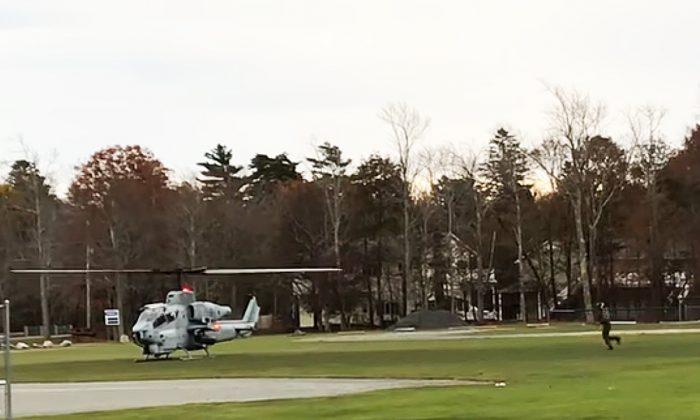 Marine Helicopter Lands on Local Ball Field to Retrieve Forgotten Cellphone