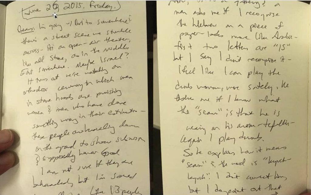 Dr. Julia Mossbridge's journal, where she recorded an apparently precognitive dream about a bombing on July 26, 2015. (Screenshot/Skype)
