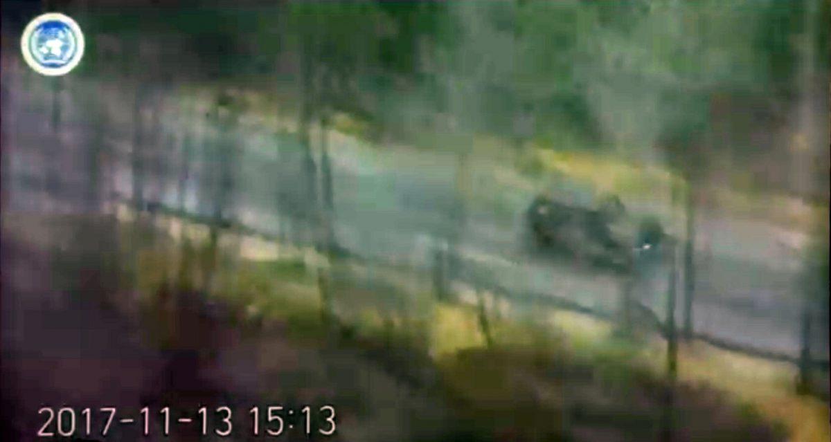 A CCTV footage shows a vehicle carrying a North Korean soldier during a United Nations Command (UNC) briefing on the investigation results of the soldierÕs defection, at the South Korean defence ministry in Seoul in this still image taken from a Reuters TV video, Nov. 22, 2017. (REUTERS/Reuters TV)