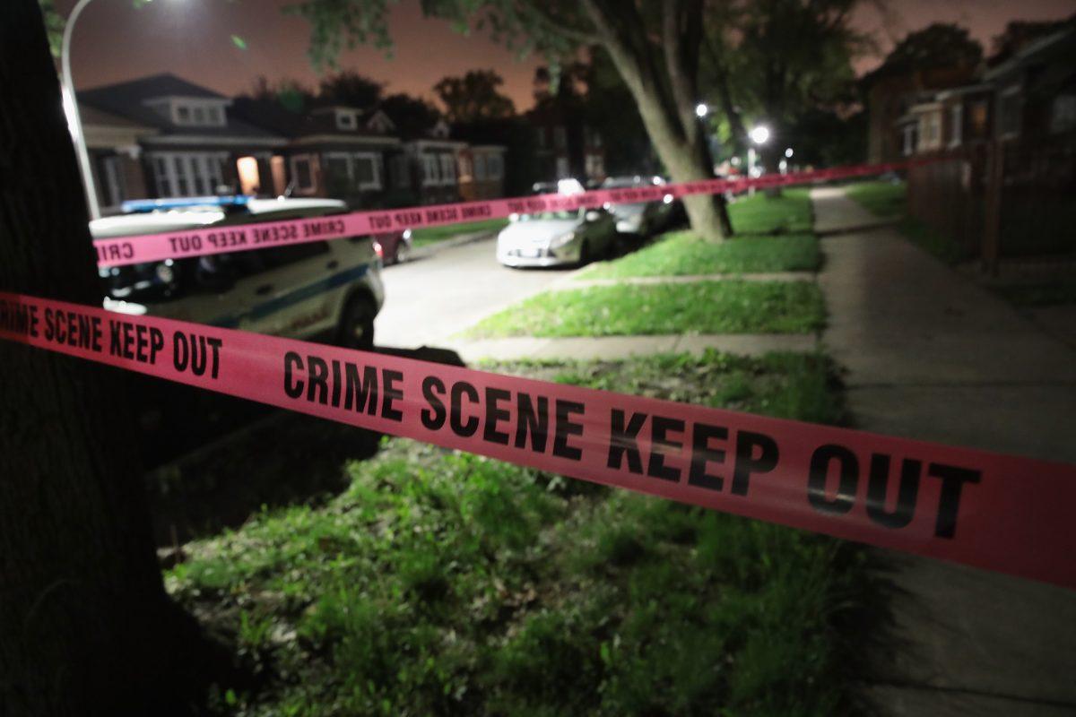 A crime scene in a neighborhood in Chicago. (Scott Olson/Getty Images)