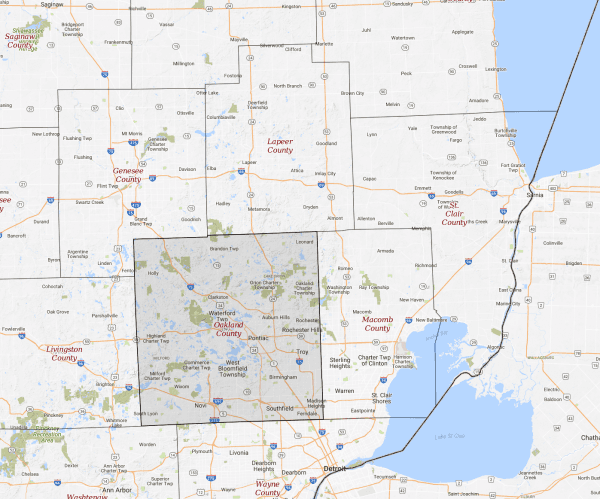 The chase started in Lapeer County and then entered Oakland County into Brandon Township. (Google Maps)