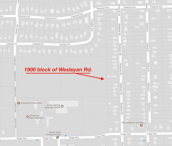 The Thanksgiving Day attack happened at 1900 Wesleyan Rd, Dayton, Ohio. (Screenshot Google Maps)