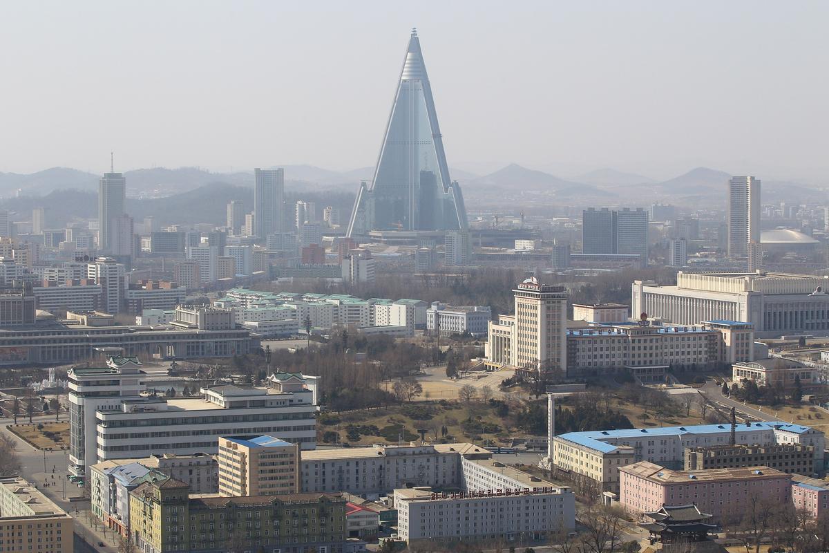 The Ryugyong Hotel on April 3, 2011, in Pyongyang, North Korea. Pyongyang is the capital and only major city of North Korea. The Ryugyong Hotel has been under construction for thirty years. (Photo by Feng Li/Getty Images)