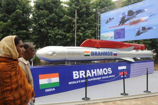 Brahmos missile during the DefExpo 2010 inauguration in New Delhi on Feb. 15, 2010. (Raveendran/AFP/Getty Images)