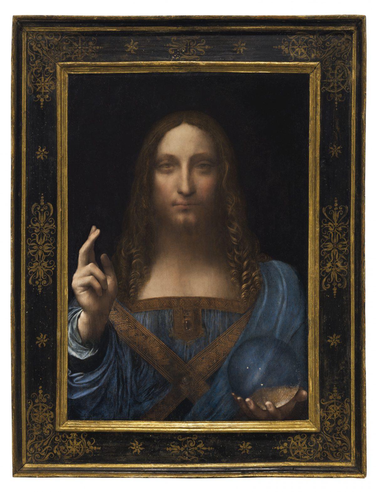 The most expensive painting ever auctioned off: “Salvator Mundi,” circa 1500, by Leonardo da Vinci (1452–1519). Oil on walnut wood panel, 25 13/16 inches by 17 15/16 inches. Private collection. (Courtesy of Christie’s)