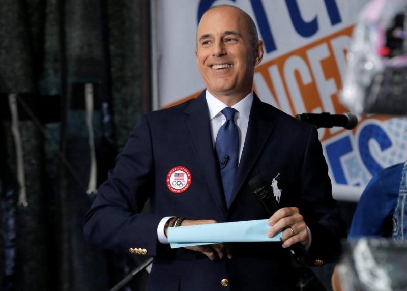 NBC's "Today" show anchor Matt Lauer models the official Opening Ceremony outfit that Team USA members will wear by Polo Ralph Lauren in New York City on July 29, 2016. (Reuters/Brendan McDermid Picture Supplied by Action Images)