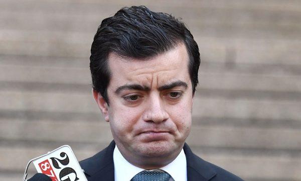 Australian Labor Party's Senator Sam Dastyari speaks to the media in Sydney on Sept. 6, 2016, to make a public apology after asking a company with links to the Chinese Communist Party to pay a bill incurred by his office. (William West/AFP/Getty Images)