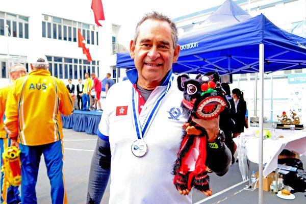 Prof. Andrew Van Hasselt at the ICF Canoe Ocean Racing World Championships 2017, held in Hong Kong for the first time on Nov 18 and 19. (T M Chan)