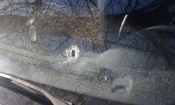 A bullet hole in a car windshield after a double murder in Nikopol, Ukraine, on Feb. 10, 2016. (Department of Police Communication of the Dnipropetrovsk Region)