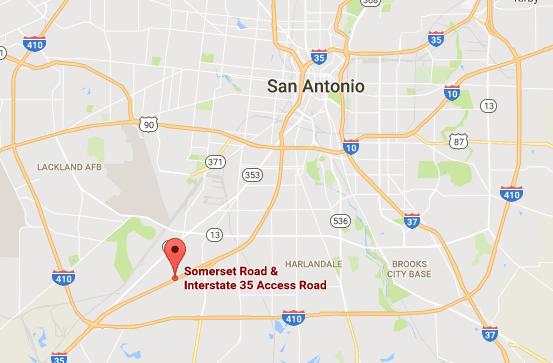The approximate location of an 18-wheeler accident in San Antonio on Nov. 29, 2017. (Screenshot via Google Maps)
