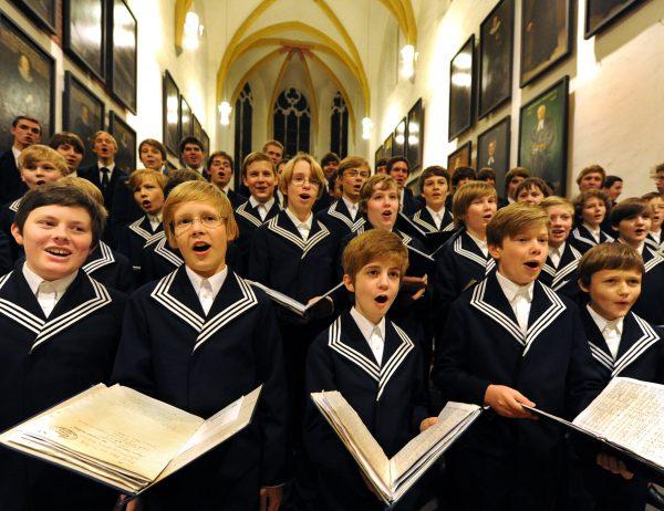 Members of the St. Thomas Boys Choir sing at the St. Thomas Church in Leipzig. (WALTRAUD GRUBITZSCH/AFP/Getty Images)