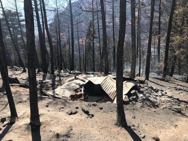 The remains of a cabin that a Utah survivalist built on public land. (Iron County Sheriff’s Office)