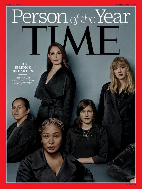 Ashley Judd, Susan Fowler, Adama Iwu, Taylor Swift, and Isabel Pascual (a pseudonym) are pictured on the Time magazine Person of the Year cover for 2017 in this handout photo obtained by Reuters Dec. 6, 2017. (Time Inc./Handout via Reuters)