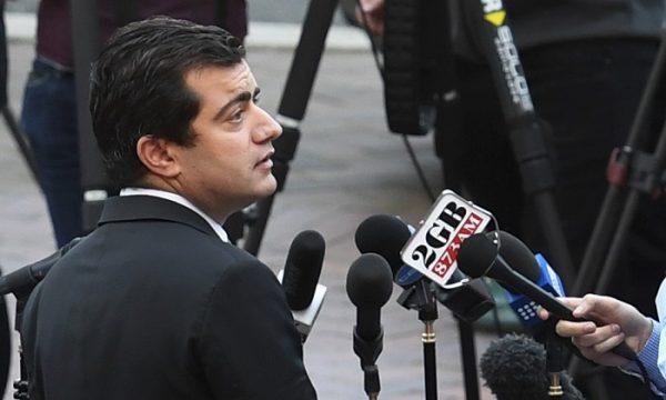 Australian Labor Party's Senator Sam Dastyari speaks to the media in Sydney on Sept. 6, 2016, to make a public apology after asking a company with links to the Chinese Government to pay a $1,273 bill incurred by his office. (William West/AFP/Getty Images)