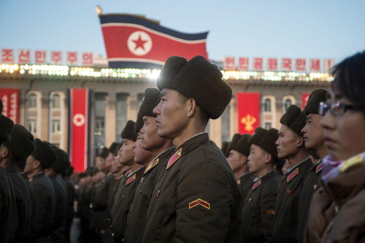 North Korean soldiers attend a mass rally to celebrate the North's declaration on Nov. 29, 2017, it had achieved full nuclear statehood, on Kim Il-Sung Square in Pyongyang on Dec. 1, 2017. (KIM WON-JIN/AFP/Getty Images)