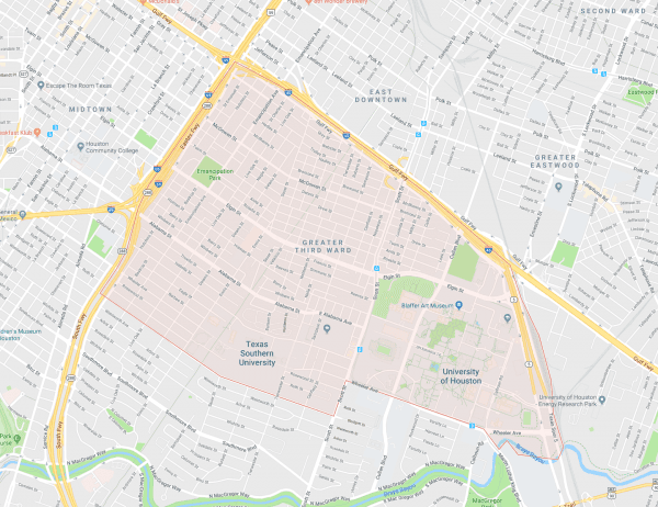 Malik's body was discovered in the Third Ward district of Houston, Texas, according to the Houston Police Department. (Screenshot, Google Maps)