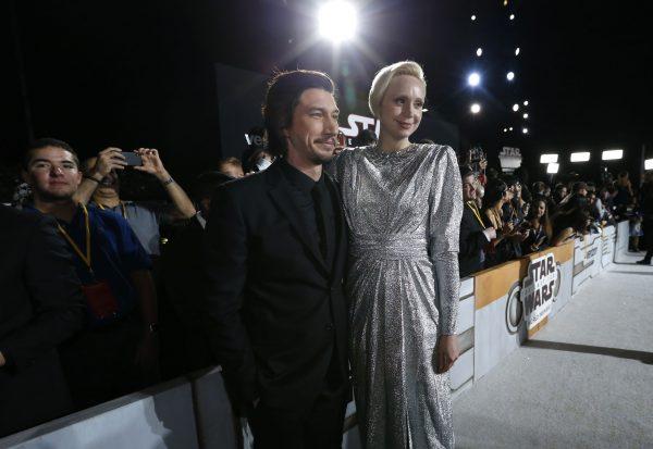 Actors Adam Driver and Gwendoline Christie smile at the World Premiere of “Star Wars: The Last Jedi” in Los Angeles, December 9, 2017. (Reuters/Mario Anzuoni)