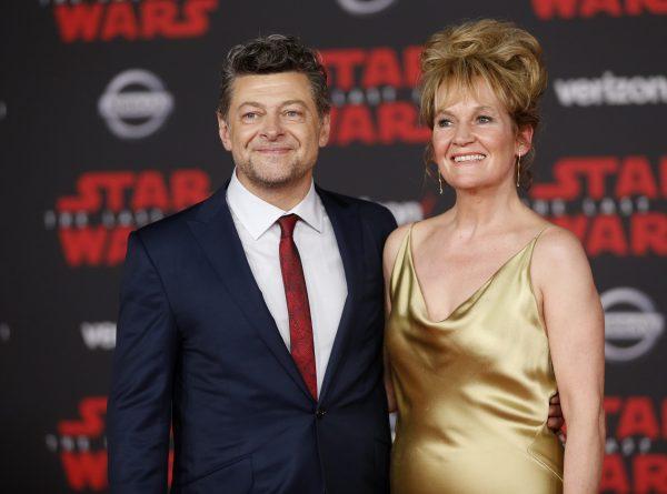 Actor Andy Serkis and Lorraine Ashbourne pose for a photo at the World Premiere of “Star Wars: The Last Jedi” in Los Angeles, December 9, 2017. (Reuters/Danny Moloshok)