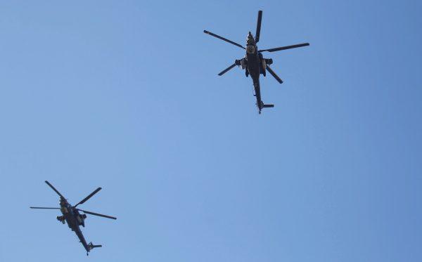 Iraqi helicopters fly during an Iraqi military parade in Baghdad, Iraq December 10, 2017. (Reuters/Khalid al-Mousily)