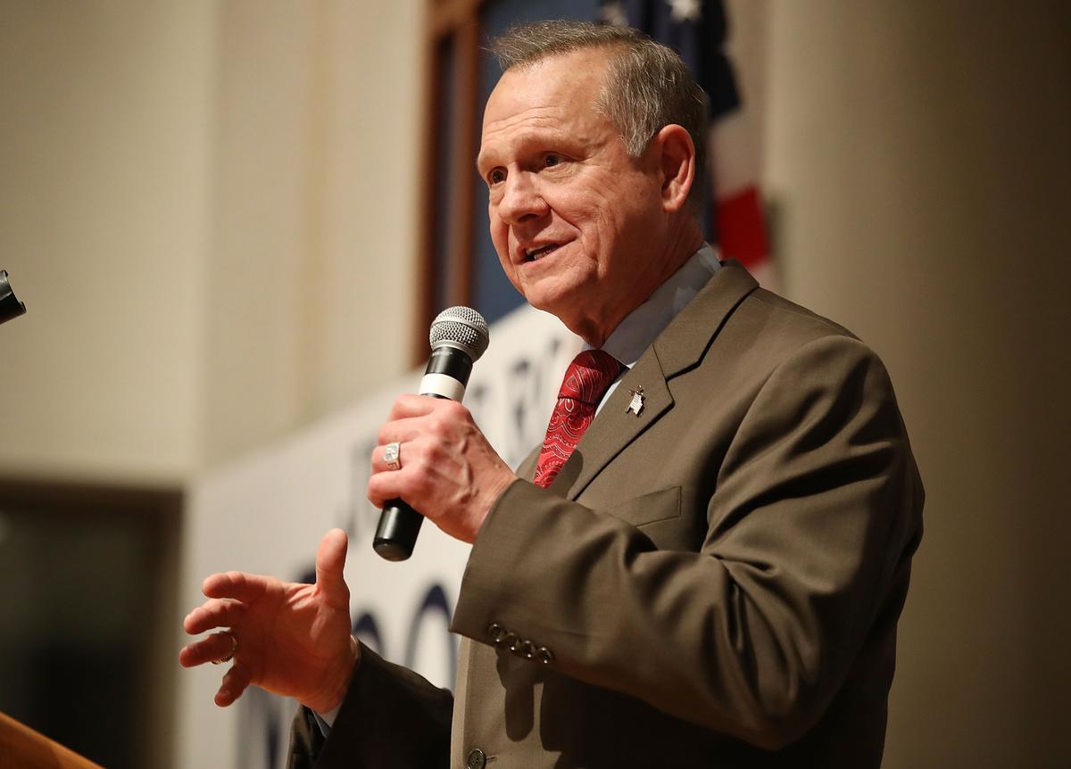 Republican Senatorial candidate Roy Moore during election night in Montgomery, Alabama on Dec. 12, 2017. (Joe Raedle/Getty Images)