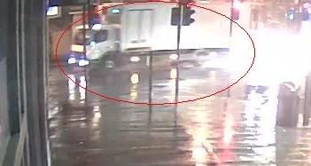 A close-up CCTV still of a white heavy goods vehicle which is thought to be the second lorry to hit the victim. (Metropolitan Police)