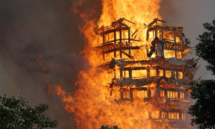 Massive Fire Destroys ‘Asia’s Tallest Wooden Pagoda’