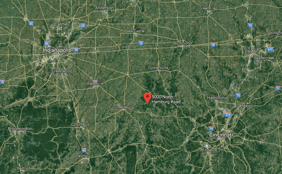 The approximate location of a small plane crash in Oldenburg, Ind., on Dec. 16, 2017. (Indiana State Police)